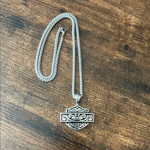 Moto Women’s Stainless Steel Ornate Pendant Necklace